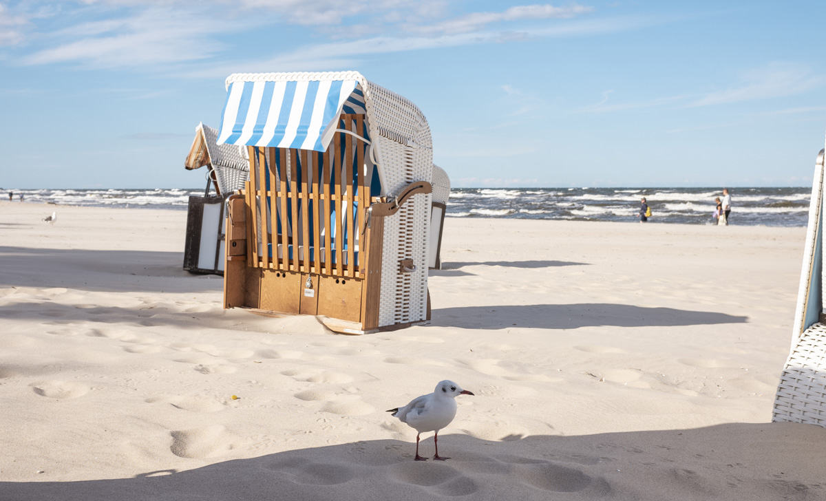 Beach chairs on the Baltic Sea beach near Heringsdorf